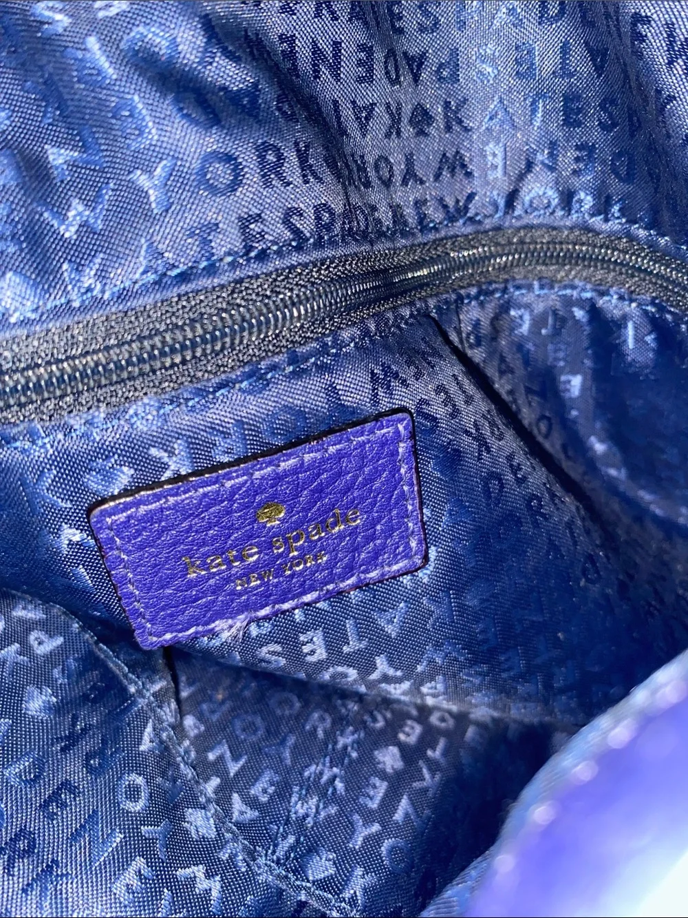 kate spade Royal Blue Pebbled Leather Shoulder Bag with Scalloped Strap